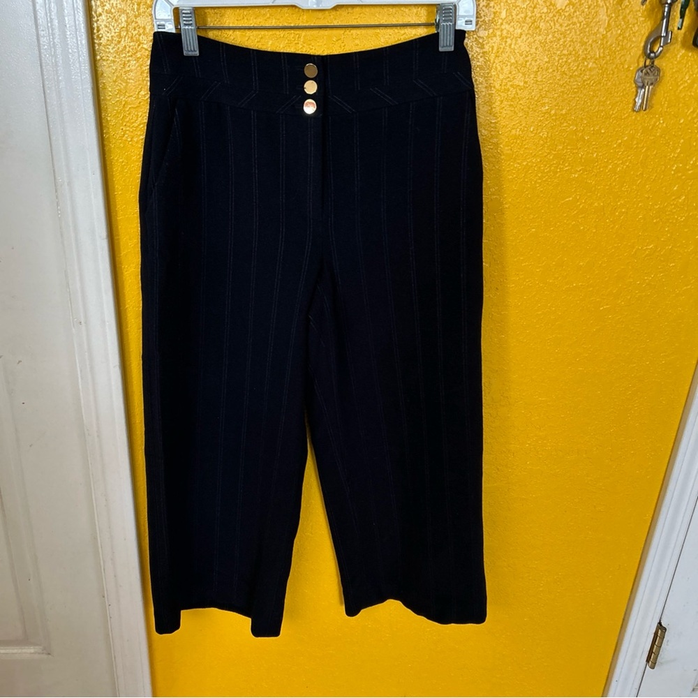 Halogen Black Wide-Leg Pants with Gold Buttons